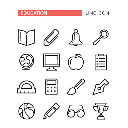 Education Vector Icons Set Isolated On The White Backgroundのイラスト素材