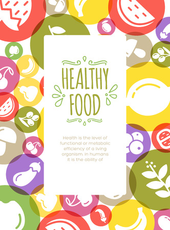 Healty food background representing. vegetables and fruits iconsのイラスト素材