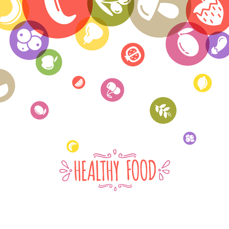 Healty food background representing. vegetables and fruits iconsのイラスト素材