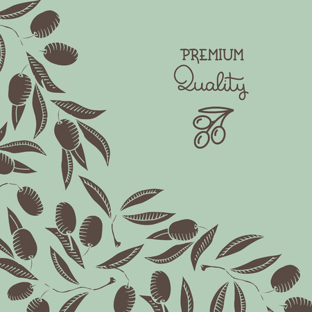 BAckground with Olive branch and green oliveのイラスト素材