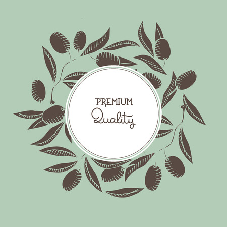 BAckground with Olive branch and green oliveのイラスト素材