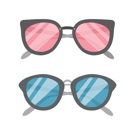 Two flat vector Sunglasses icons setのイラスト素材