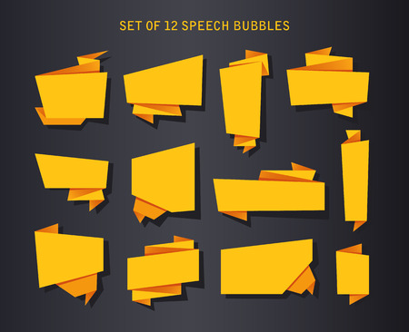 Abstract banners set, folded paper tape, or original voice bubbles, vector illustration for advertising banners, postersのイラスト素材