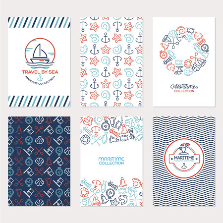 Summer Travel Design. Set of Maritime collection illustrationのイラスト素材