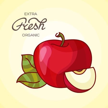 Vector illustration of detailed big shiny red appleのイラスト素材