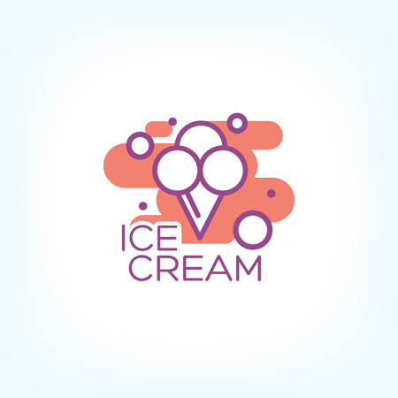 Ice cream vector. Ice cream illustration. Ice cream sundae on background. Ice cream. Image of vanilla ice cream.のイラスト素材