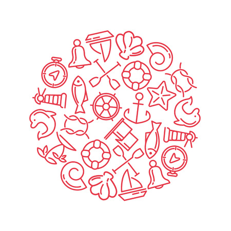 Maritime collection. Sea theme vector backgroundのイラスト素材