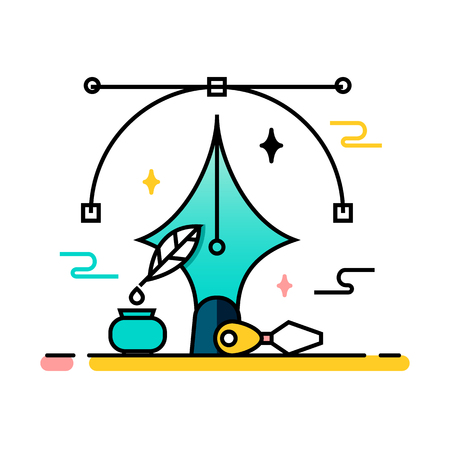 Art tools and materials creative illustrationのイラスト素材