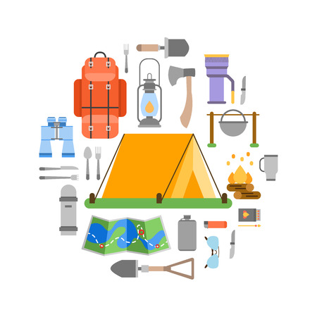 Trip design elements, travel icon set vector illustrationのイラスト素材
