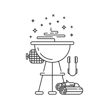 BBQ season opening party. barbeque accessories.icons setのイラスト素材