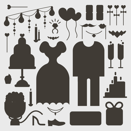 wedding icon set. vector illustrationのイラスト素材