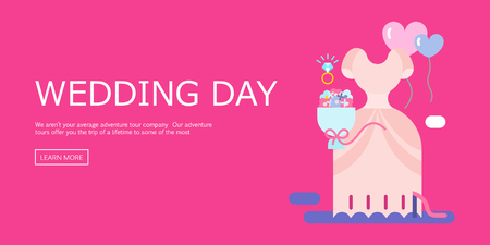 wedding illustration of invitation with icons set.のイラスト素材