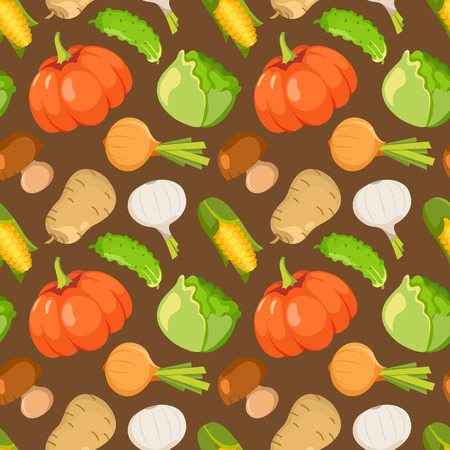 Healty food cartoon representing some funny vegetables. seamless patternのイラスト素材