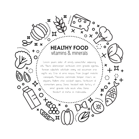 Healty food background representing. vegetables and fruits iconsのイラスト素材