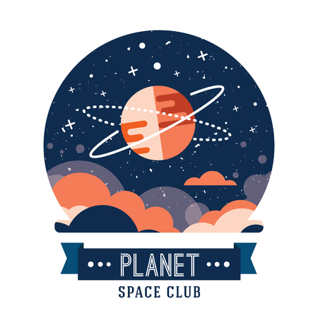 Set of vintage space and astronaut badges, emblemsのイラスト素材