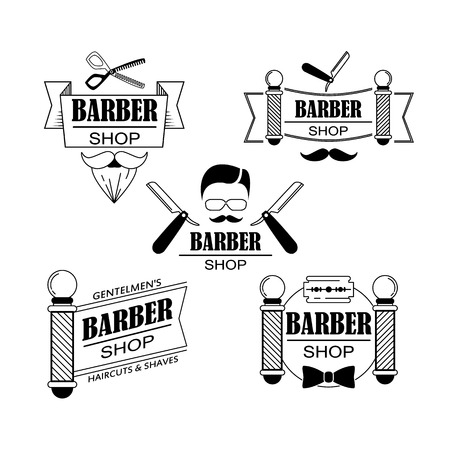 Composition of the set icons for the Barber shop. Vector elements your web designのイラスト素材