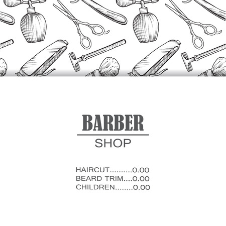 Composition of the set of icons for the Barber shop. Vector elements for your web design, in flat linear illustration styleのイラスト素材