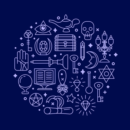 Vector illustration of magic icons. sparkle magic lights. mystery miracleのイラスト素材