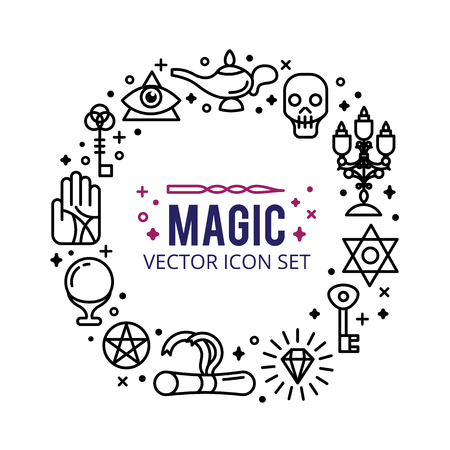 Vector illustration of magic icons. sparkle magic lights. mystery miracleのイラスト素材