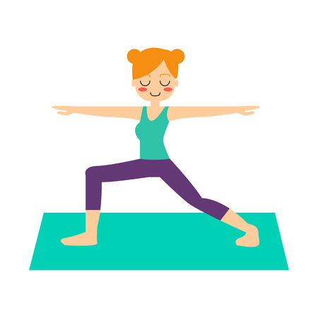Vector illustration. Woman practicing yoga. In asana Vrikshasana.のイラスト素材