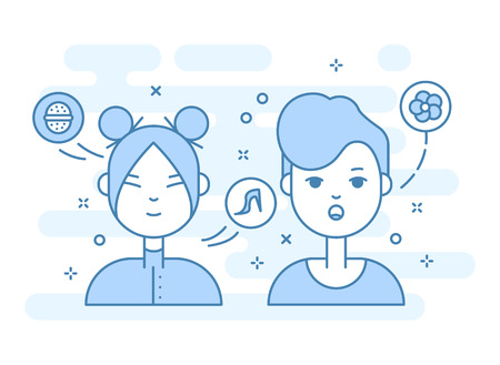 Linear Flat people faces vector illustration. Social media avatar, userpic and profiles.のイラスト素材