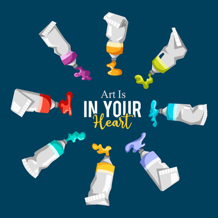 Set of colorful vector paint tubesのイラスト素材