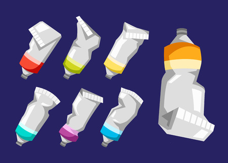 Set of colorful vector paint tubesのイラスト素材