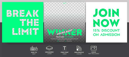 Gym Social Media Post Template Vector Design. Gym Social Media Template Can Be Use for Promotion and Advertising.のイラスト素材