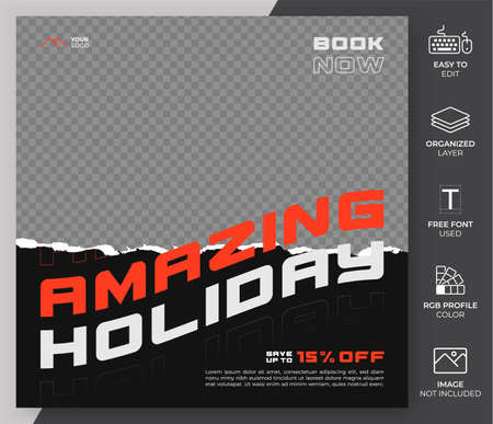 Promotion Social Media Post Template Vector Design. Traveling Post Template Can Be Use for social media Feed and Marketingのイラスト素材