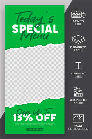 Modern Social Media Story Template Vector Design. Food Story Template Can be Use for Promotion and Marketing.のイラスト素材