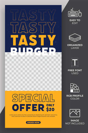 Promotion Social Media Story Template Vector Design. Food Post Template Can Be Use for social media Feed and Marketingのイラスト素材