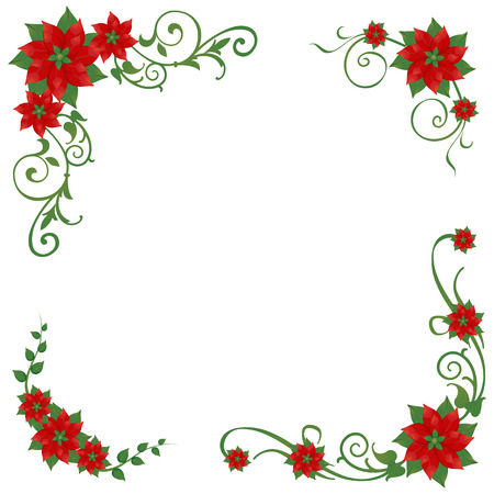 Set of Christmas poinsettia corner ornamentsのイラスト素材