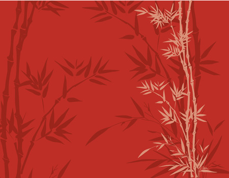 Red east Asian traditional bamboo background with space for textのイラスト素材