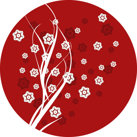 Traditional Japanese cherry blossom round design のイラスト素材