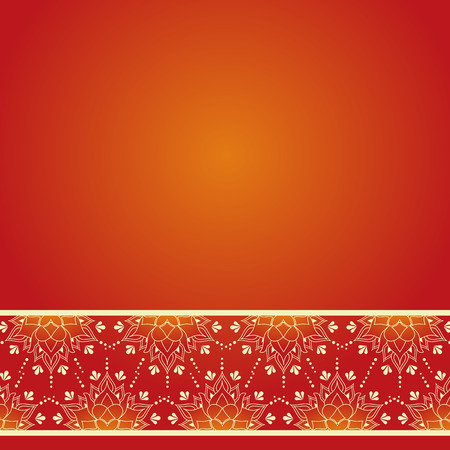Red and gold lotus henna Asian background designのイラスト素材