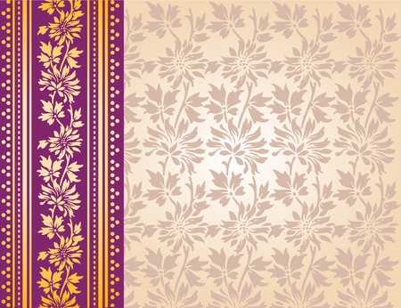 Classical purple and cream Indian floral saree designのイラスト素材