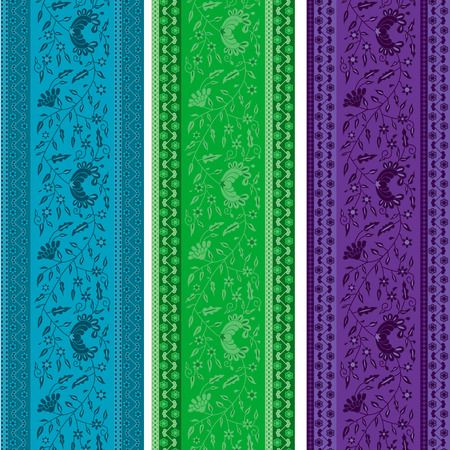 Colorful vertical banners in classical floral wallpaper styleのイラスト素材