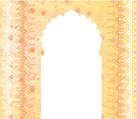 Traditional yellow Indian background with temple door and space for textのイラスト素材