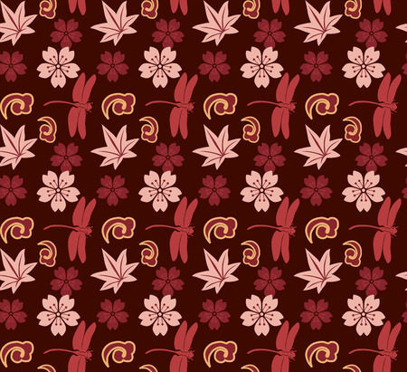 Traditional Japanese purple seamless patternのイラスト素材