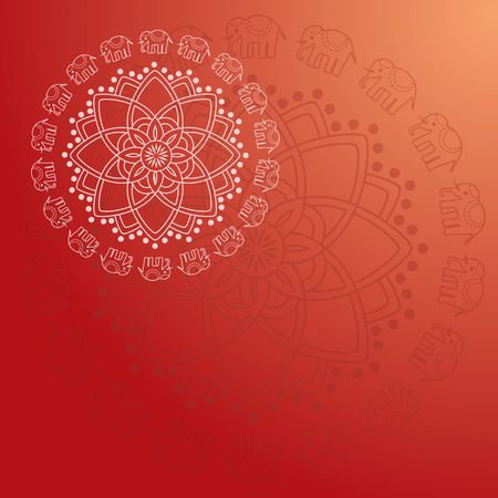 Traditional oriental elephant floral mandala background design with space for textのイラスト素材