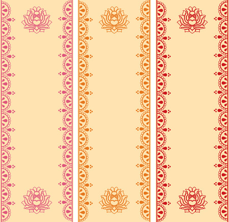 Set of colorful traditional henna vertical banners with lotus flowers and space for textのイラスト素材