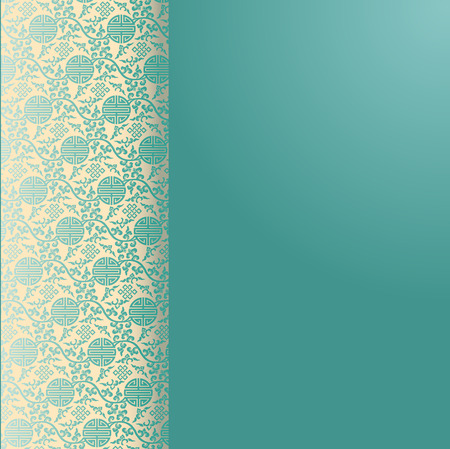 Vintage blue and cream traditional Chinese pattern background with vertical banner for textのイラスト素材