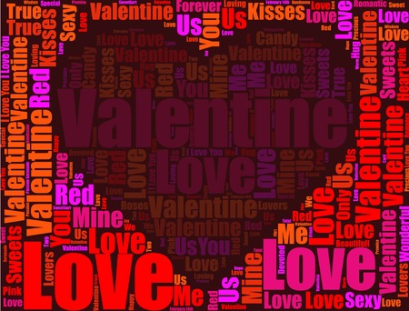 Valentine's Day with heart and Love text illustrationのイラスト素材