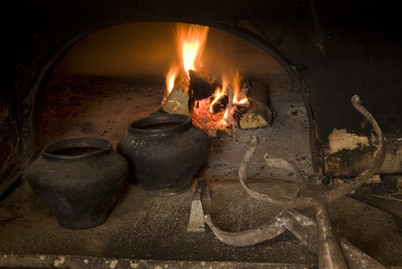 Utensils in the Russian ovenの写真素材