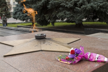 May 9 2010.Belarus, Gomel.Tsvety at the memorial who died in World War II.のeditorial素材