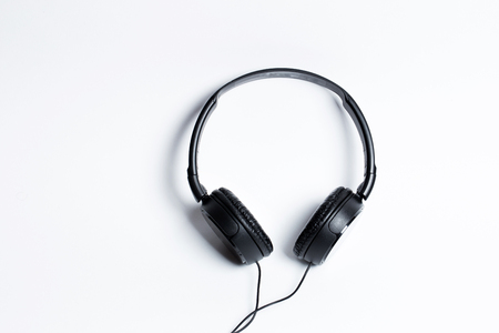 headphones black on a white backgroundの写真素材