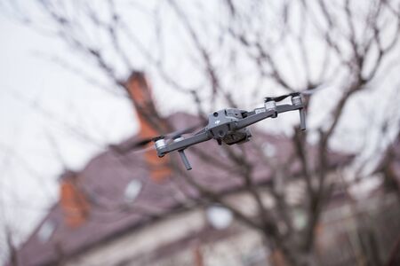 Kiev, Ukraine - March 09, 2019: Dji Mavic 2 pro hovering in the air during the daytimeのeditorial素材