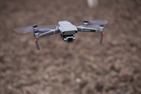 Kiev, Ukraine - March 09, 2019: Dji Mavic 2 pro hovering in the air during the daytimeのeditorial素材