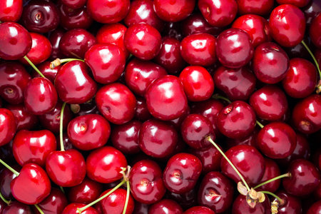 Ripe juicy cherry close-up. Without background, texture