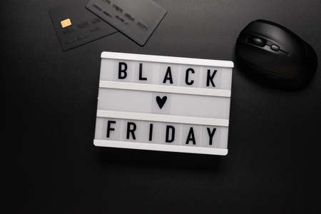 Black friday sale word on lightbox on black backgroundの写真素材
